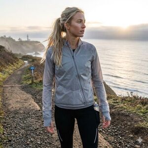 HOKA ONE ONE Performance Shield Running Jacket Women’s Size S Lunar Rock Gray